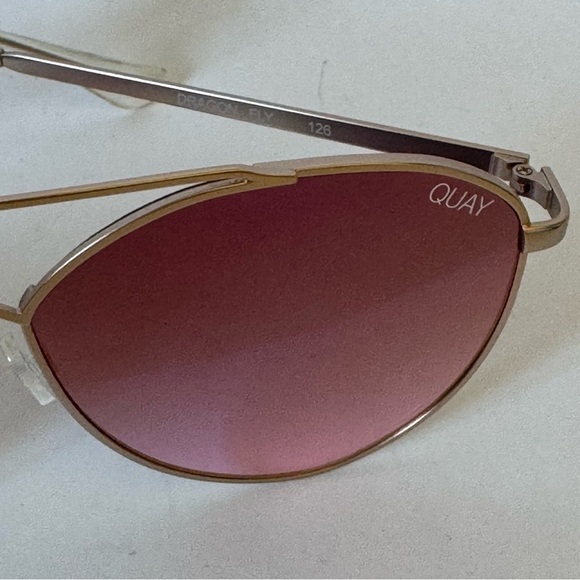 Quay Australia Dragon Fly 126 Pink Aviator Sunglasses Matte Gold, NWT - Picture 6 of 11